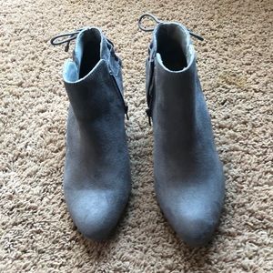 Gray wedge ankle boots
